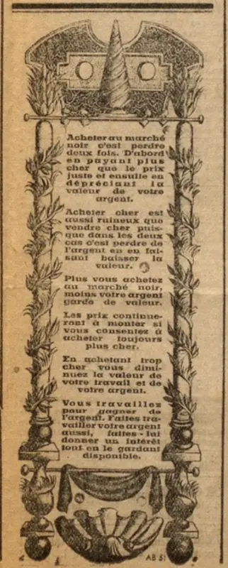 Article de journal sur le marché noir